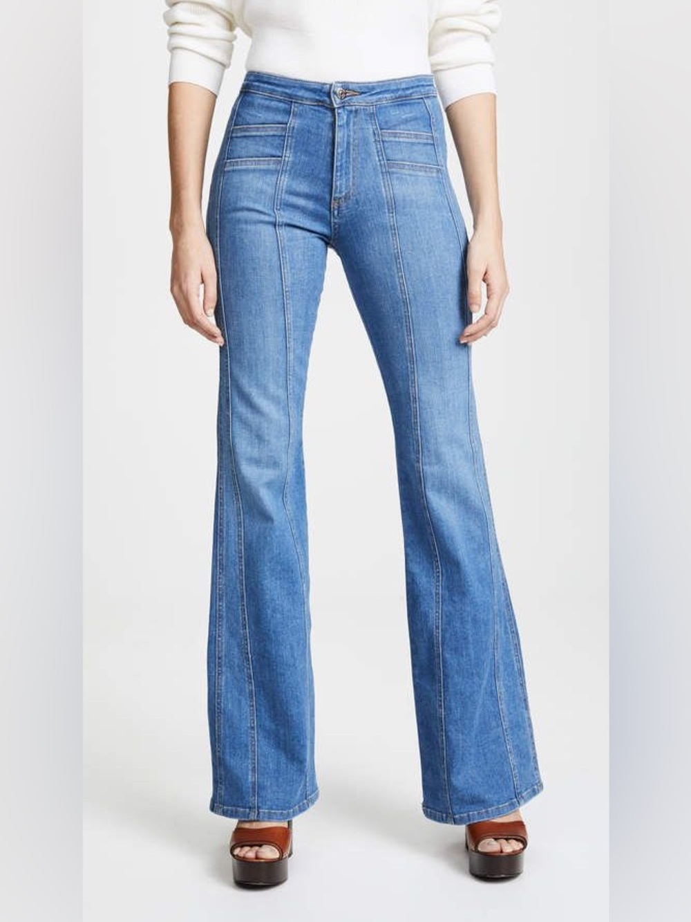 Veronica Beard Women’s 28 Farrah 10.5” Flare Light Wash Boardwalk J1700078 USA